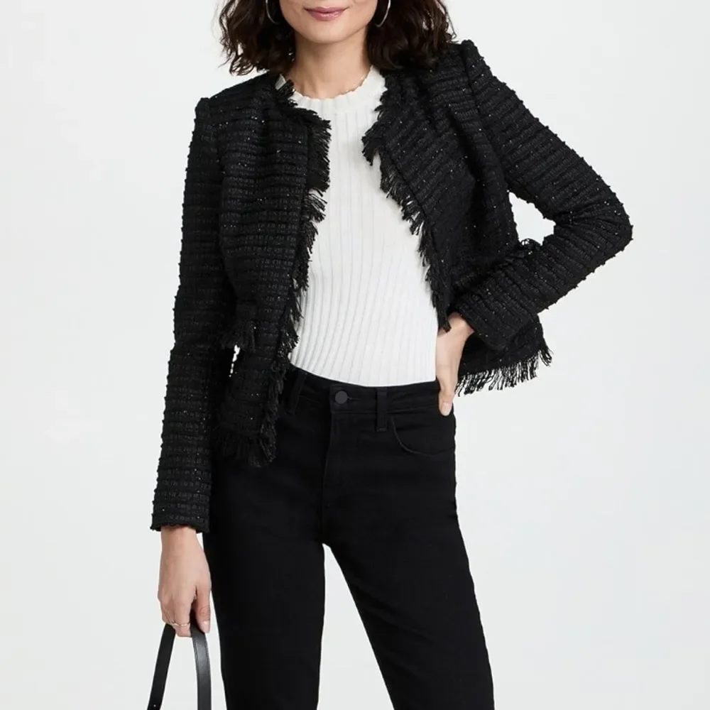 L'Agence Angelina Fringe Trim Blazer, New, Size 4 - Picture 3 of 9